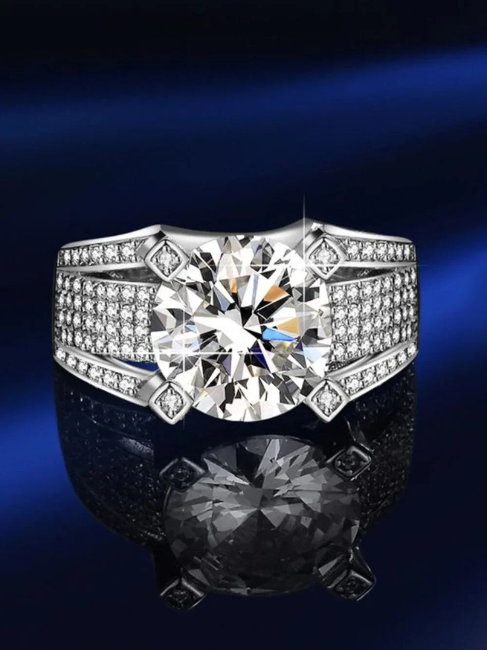 #Certified 5 ct. t.w. Moissanite Men Premium Bold GRA D Moissanite Ring